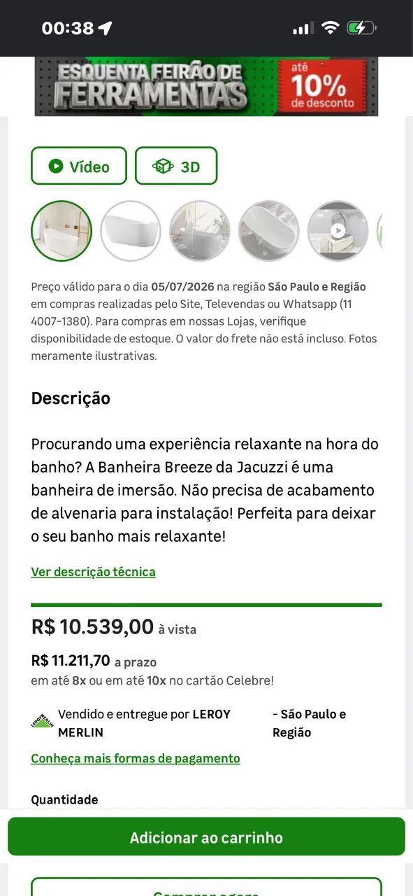 Banheira e torneira  - Foto 4