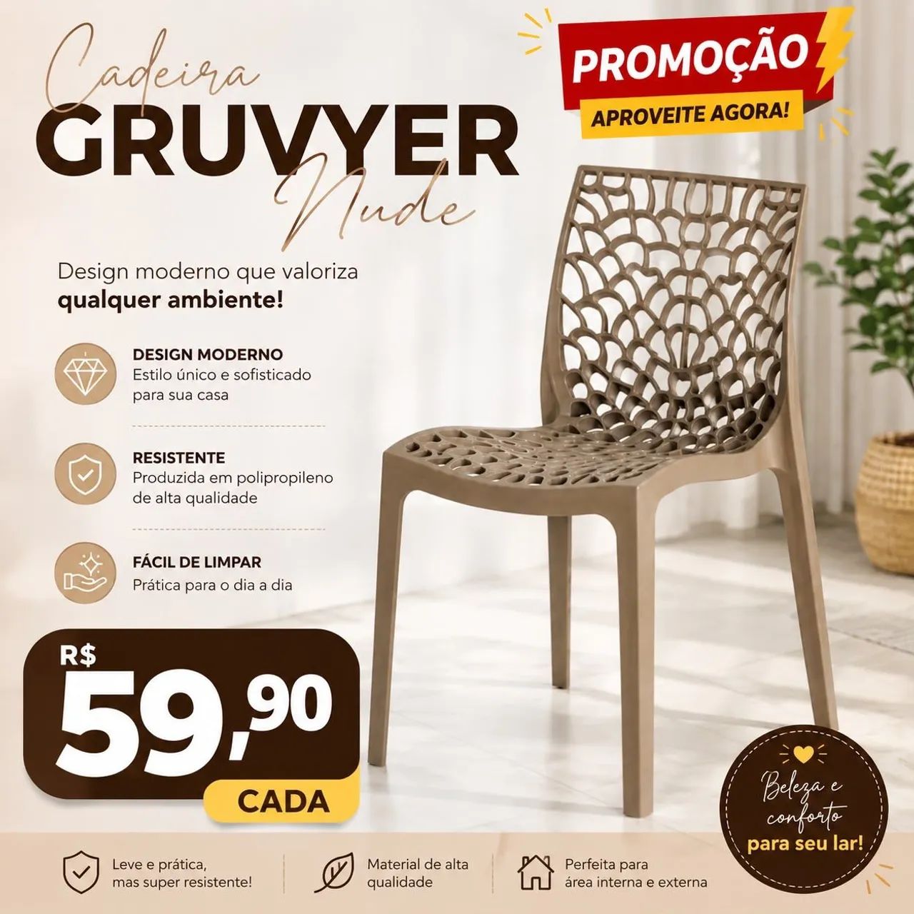 Cadeira Gruvyer nude