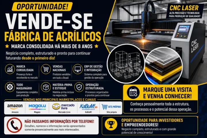 Oportunidade! Fábrica de acrilicos 