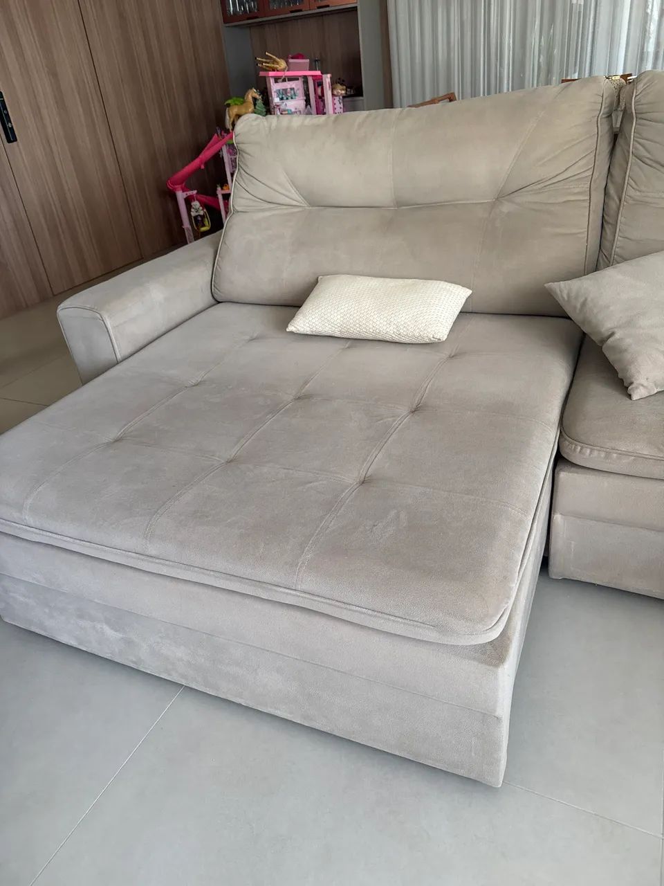 Sofá Retrátil Bege - Foto 4