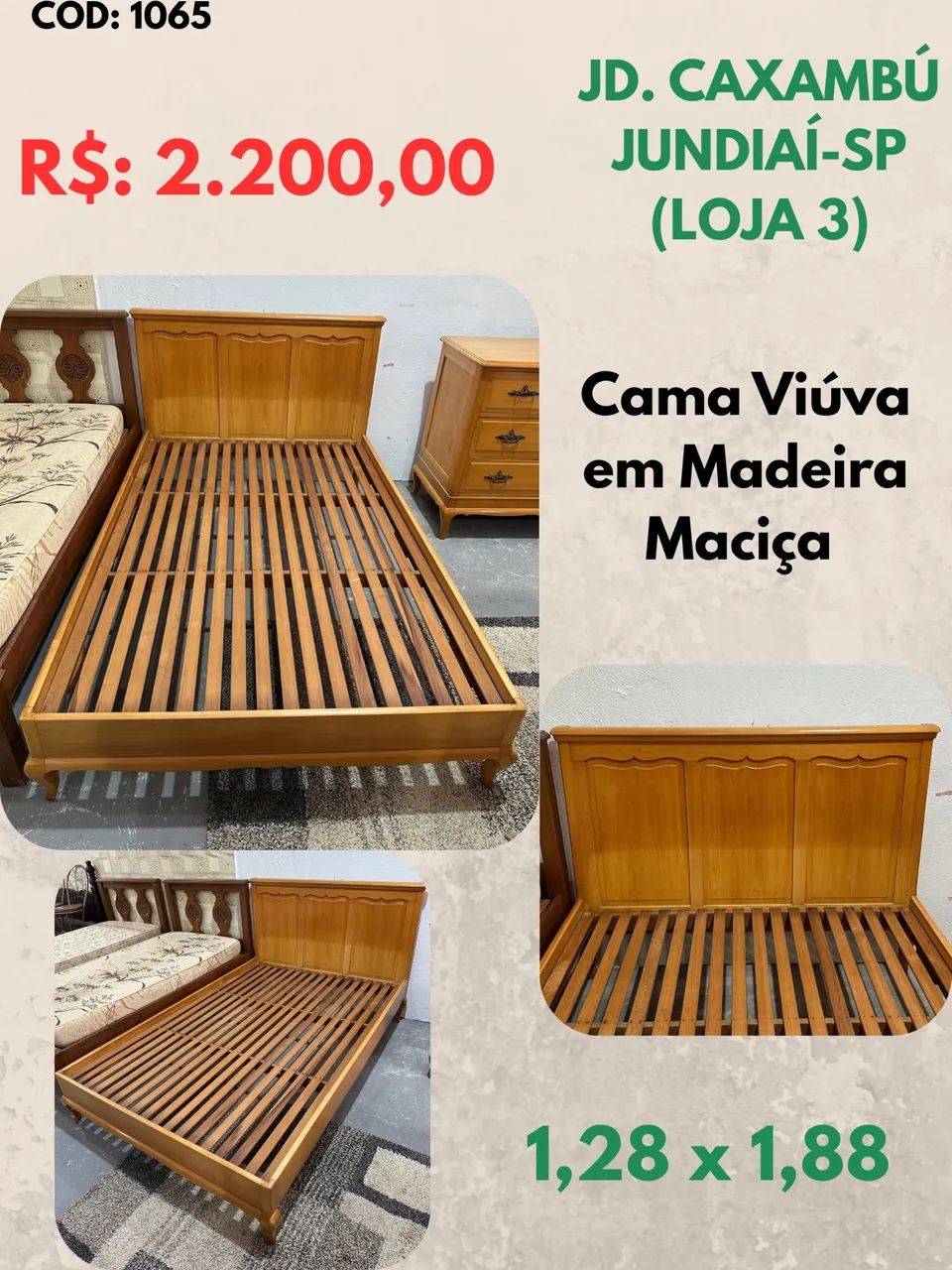 Cama viúva de madeira 