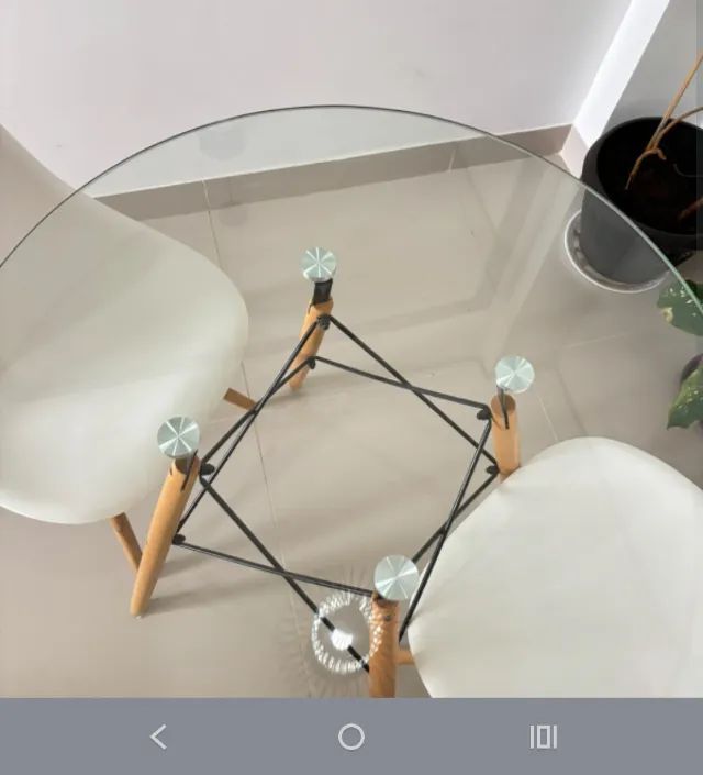 MESA VIDRO REDONDA 0,80 CM brinde 2 cadeiras