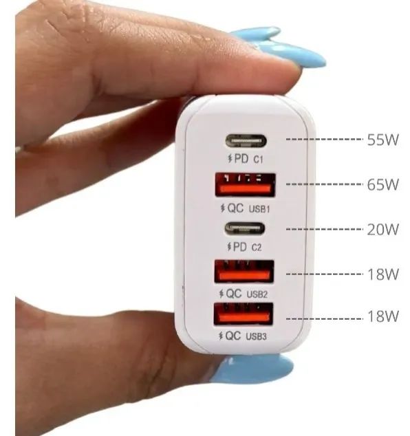 Fonte Carregador Turbo 176w Rápida 5 Saídas Usb E Tipo-c - Foto 5