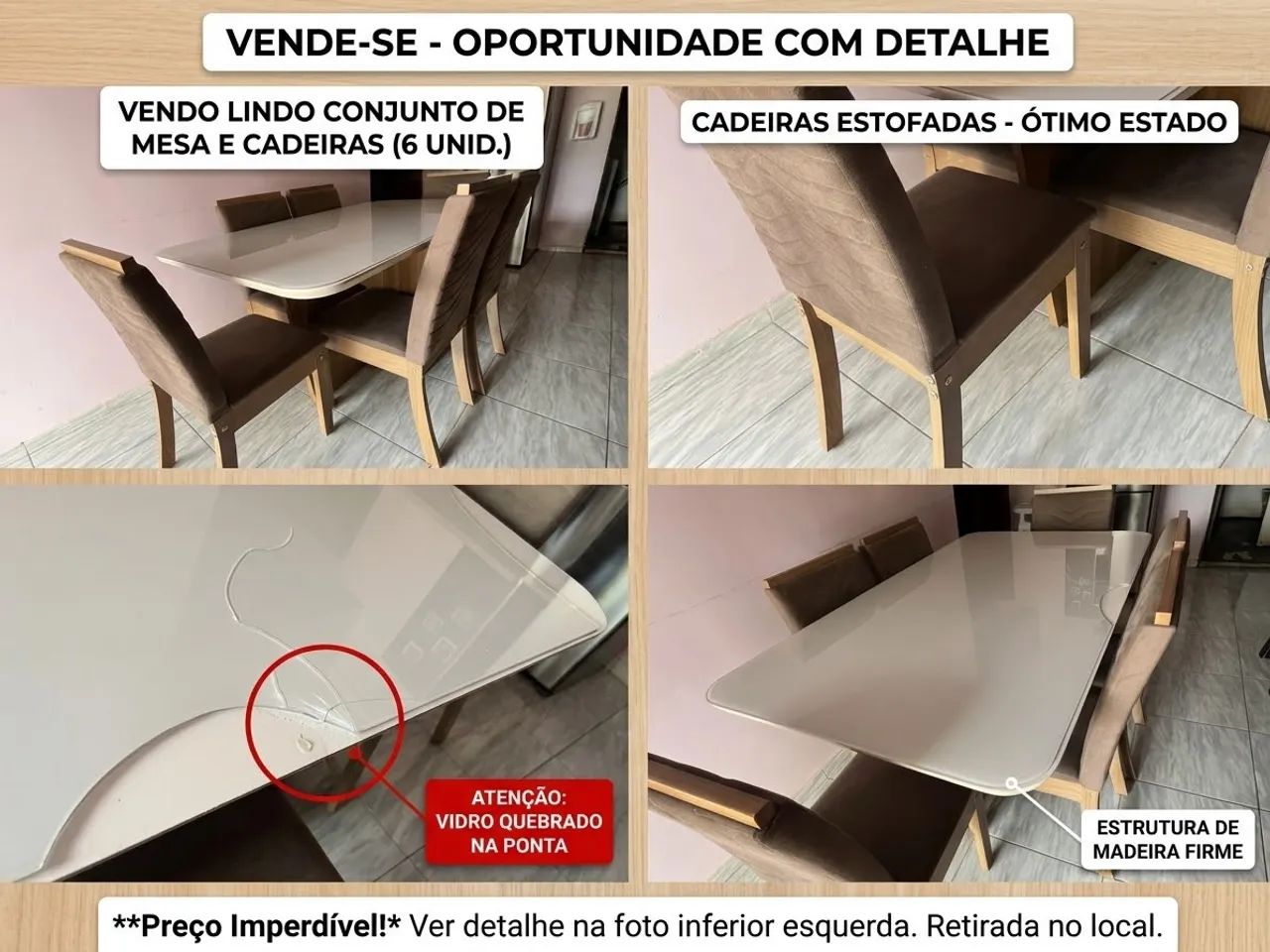 ? Vendo Conjunto de mesa com 6 cadeiras 
