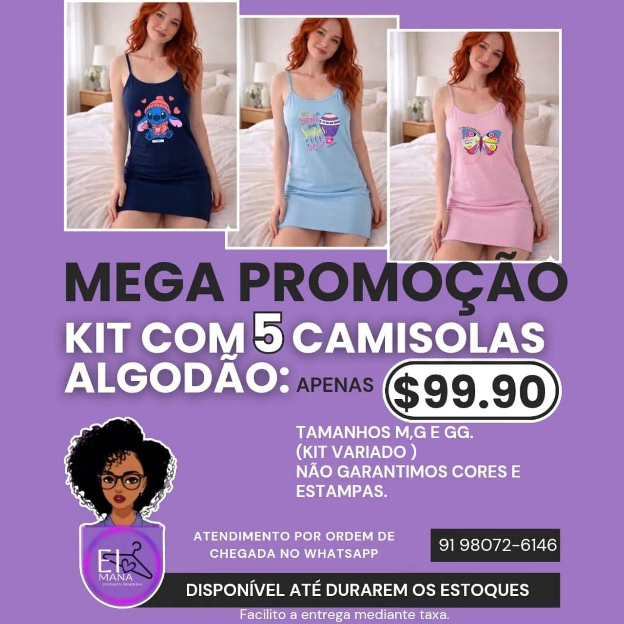 KIT REVENDEDOR 05 PEÇAS CAMISOLAS