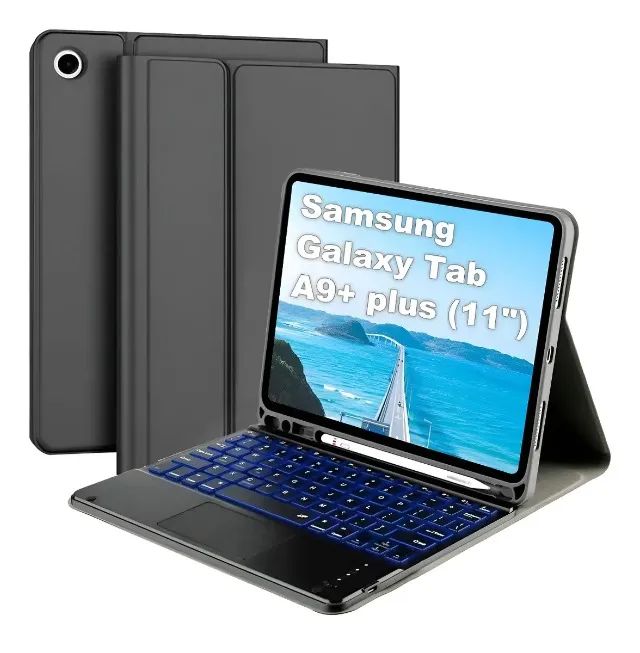 Capa + Teclado Bluetooth Iluminado RGB Case para Samsung Galaxy Tab A9+ Plus 11 Polegadas