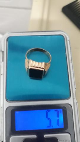 Anel de ouro 750 18k com pedra onix - Foto 4