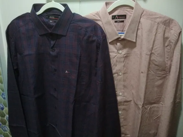 2 Camisas Manga Longa GG Slim Aramis Poás Vermelha/Xadrez Roxa
