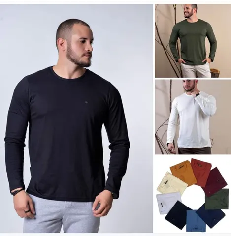 Manga Longa Algodão Masculina