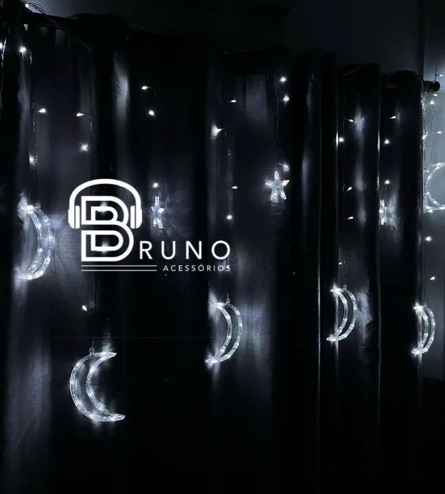 Cortina Led Decoração Lua E Estrela 8 Funções - Foto 2