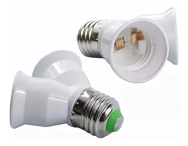 Soquete Bocal Adaptador Duplo Y Duas Boquilhas E27