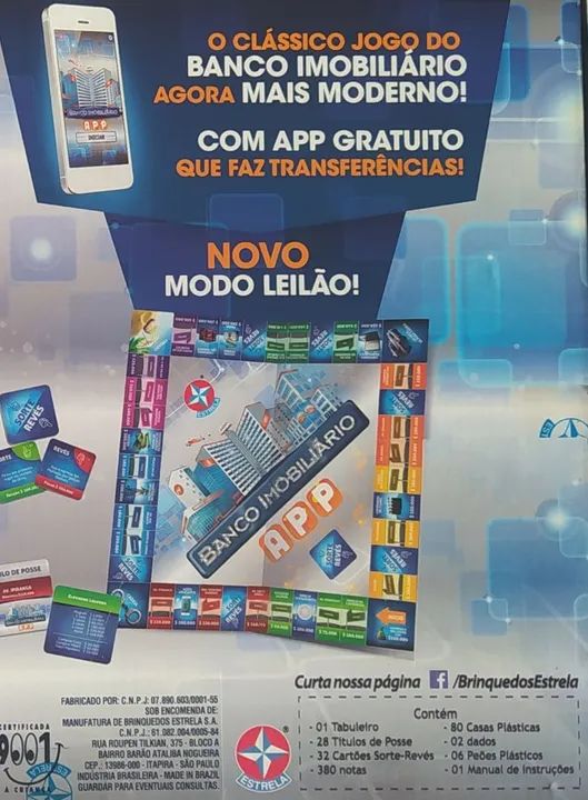 Jogo de Tabuleiro Banco Imobiliário ESTRELA. COMPLETO e todo ORIGINAL com a caixa. - Foto 3