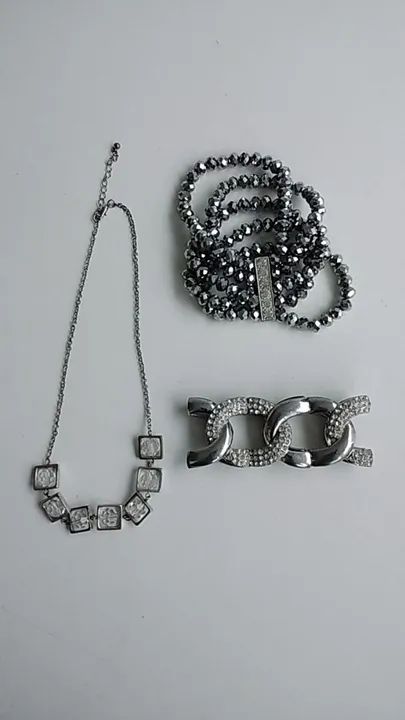 Conjunto de 3 peças de bijuteria prata