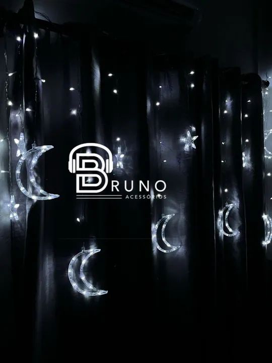 Cortina Led Decoração Lua E Estrela 8 Funções - Foto 3