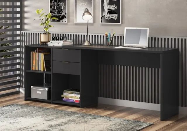 sala escritorio mesa office em L