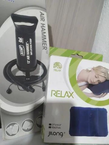 Bomba + travesseiro inflável 