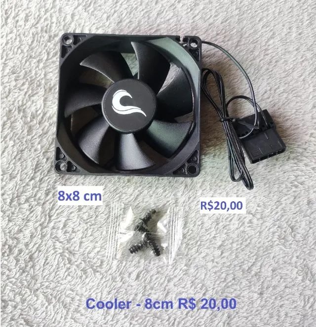 Cooler p/ gabinete 12cm preto 35,00 / C/ led verm., verde 40,00 / 8cm 20,00 - Foto 5