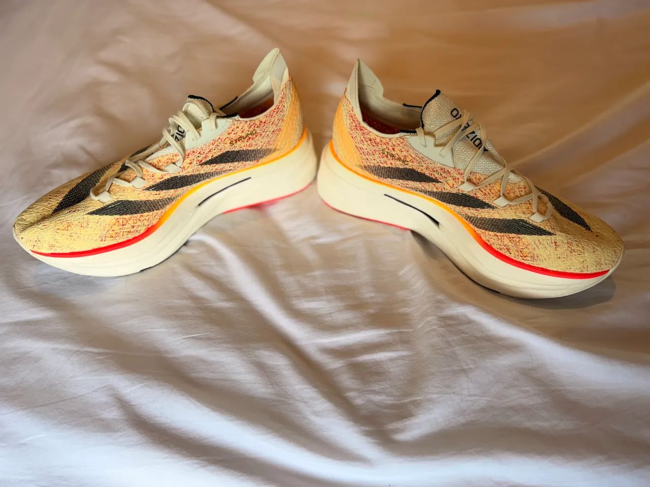 【US11(21.5)】WITH  BRIDGES Tênis Adidas Adizero Takumi Sen 10 Feminino Bege | Velocità