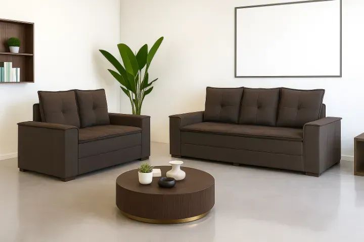 Sofá 2 e 3 lugares marrom novo 