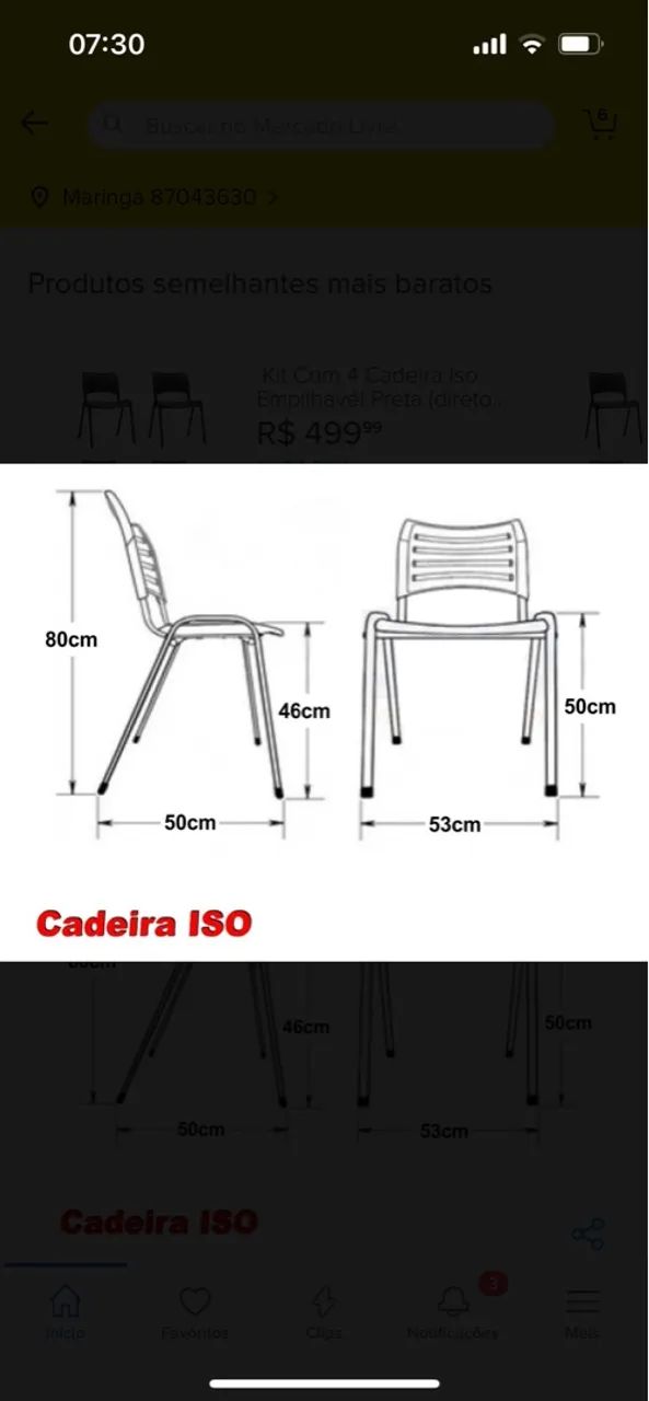 Cadeira Iso Fixa Empilhável Anatómica Preta  - Foto 3