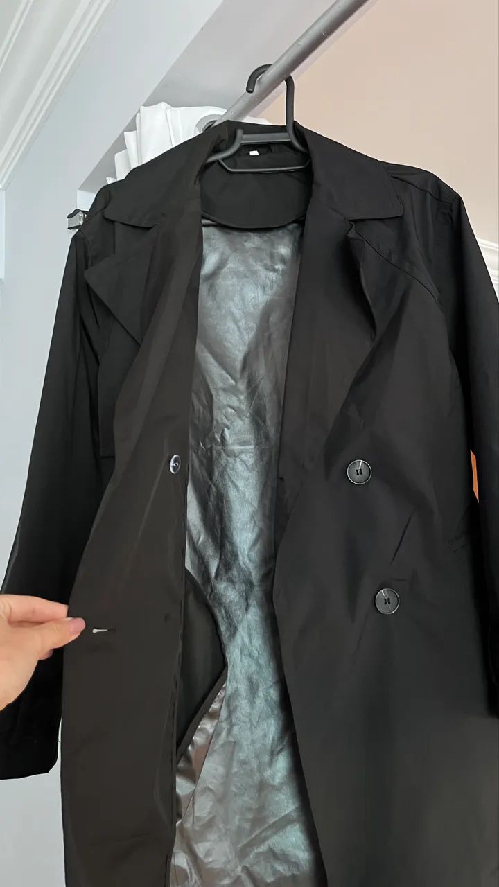 Sobretudo trench coat Preto - Foto 3