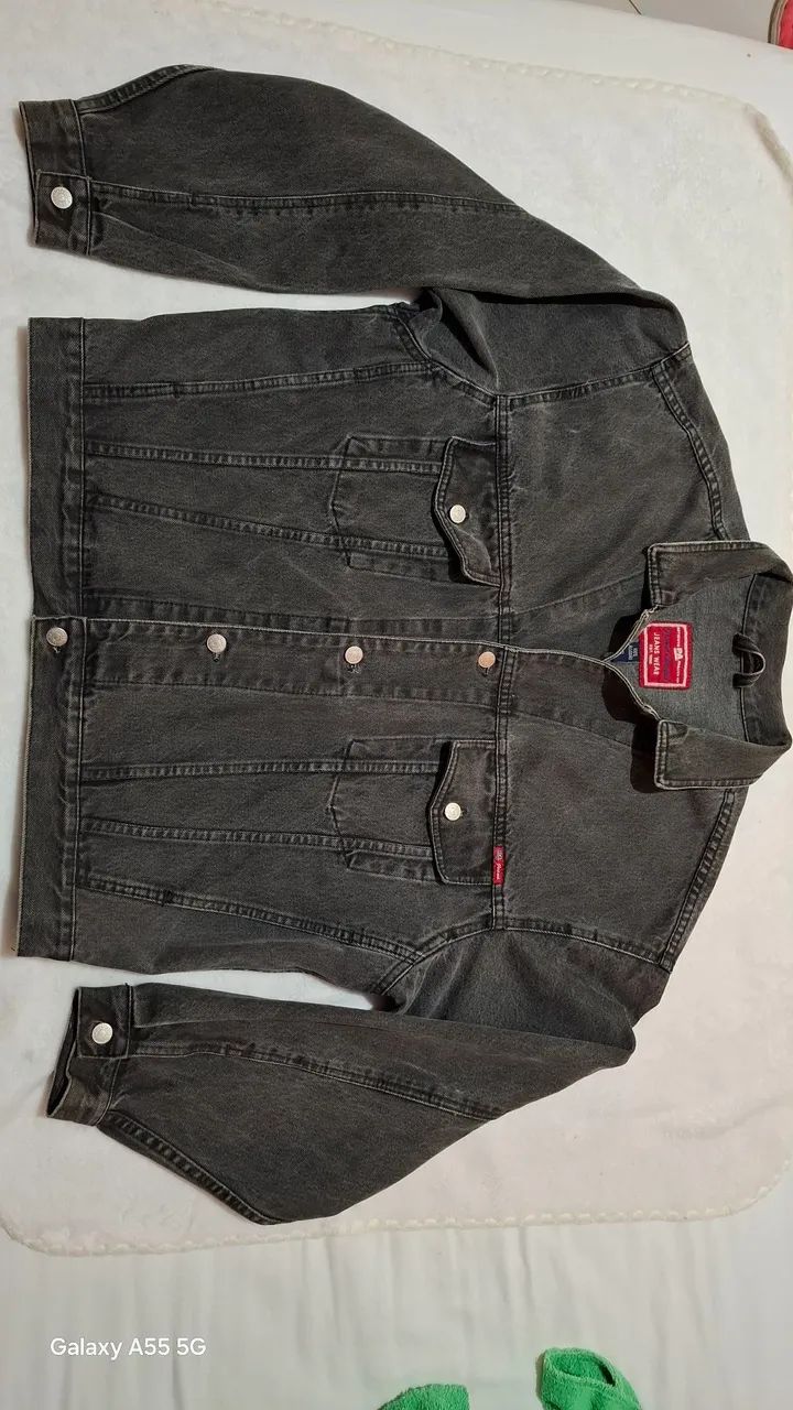 Jaqueta Jeans Masculina - Preta tamanho G - Foto 4