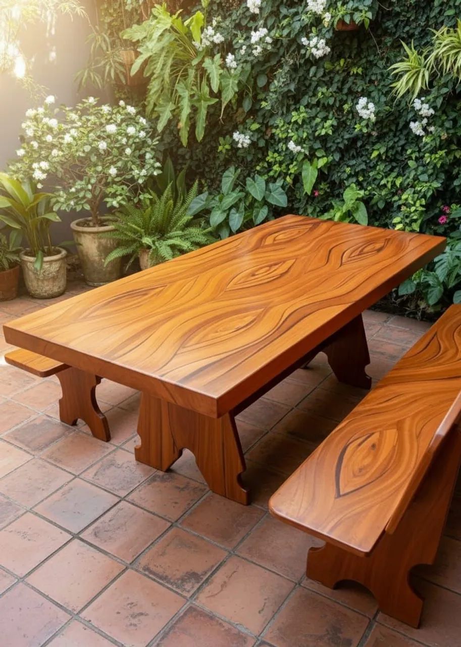 Mesa de ardósia pintada 