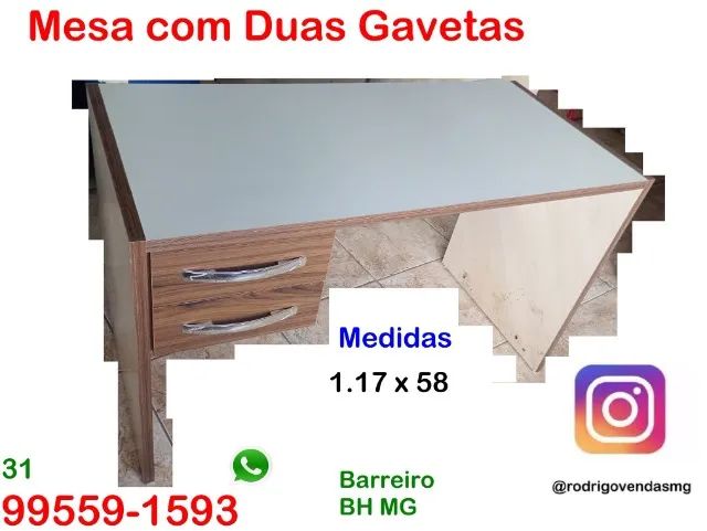 Mesa de mdf com duas gavetas para seu comercio casa loja empresa estudos sala home