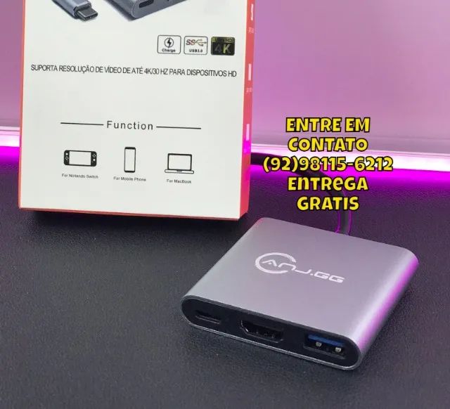 Hub Adaptador Tipo C para HDMI,USB e Carregamento - Foto 2