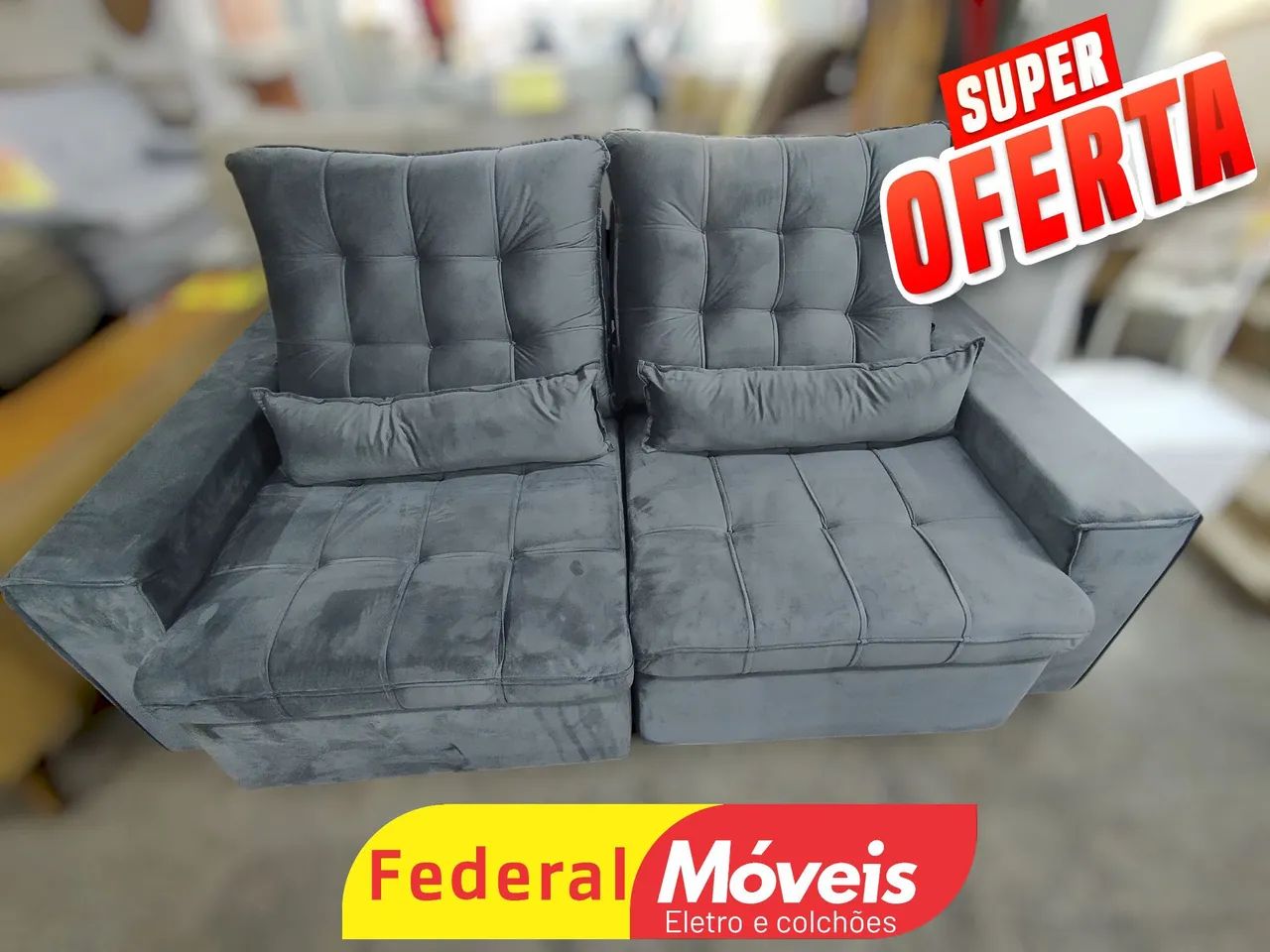 Sofá Retrátil e Reclinável Veludo 2,00m D33 - Promoção Imperdível 
