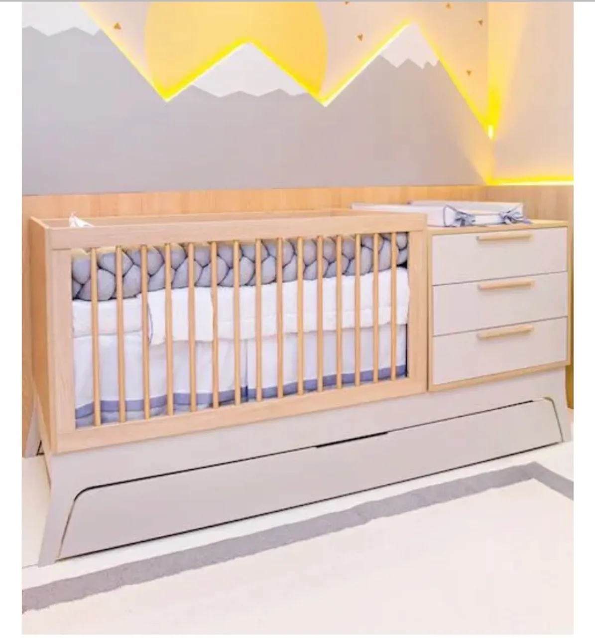 Berço 5 em 1 Grow-up Branco com carvalho malva