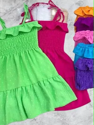 Vestidos infantis de algodão Tamanhos Variados
