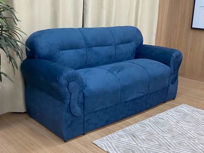 Conjunto de Sofá 2 e 3 Lugares Suede Azul  - Foto 3