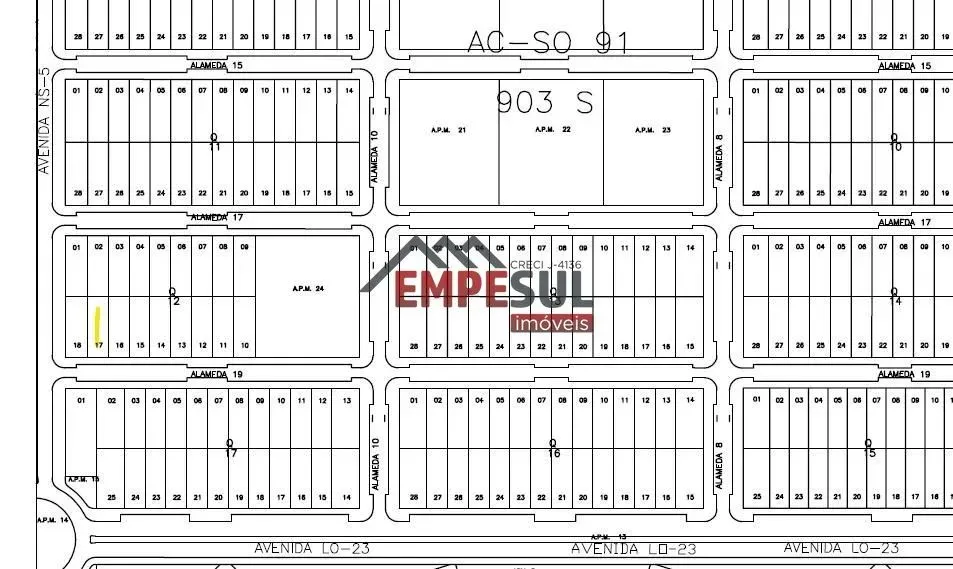 Vendo Lote Comercial na 903 sul ou ACSO 91