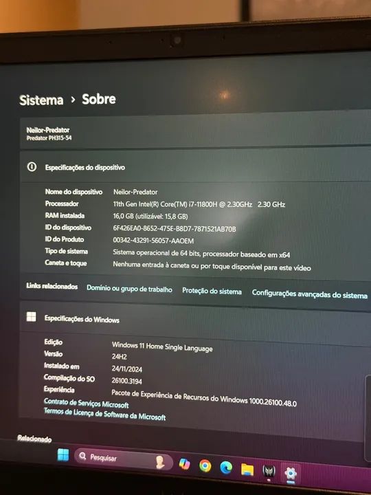 Notebook Gamer Acer Predator PH315-54 RTX 3060 144Hz impecável  - Foto 6