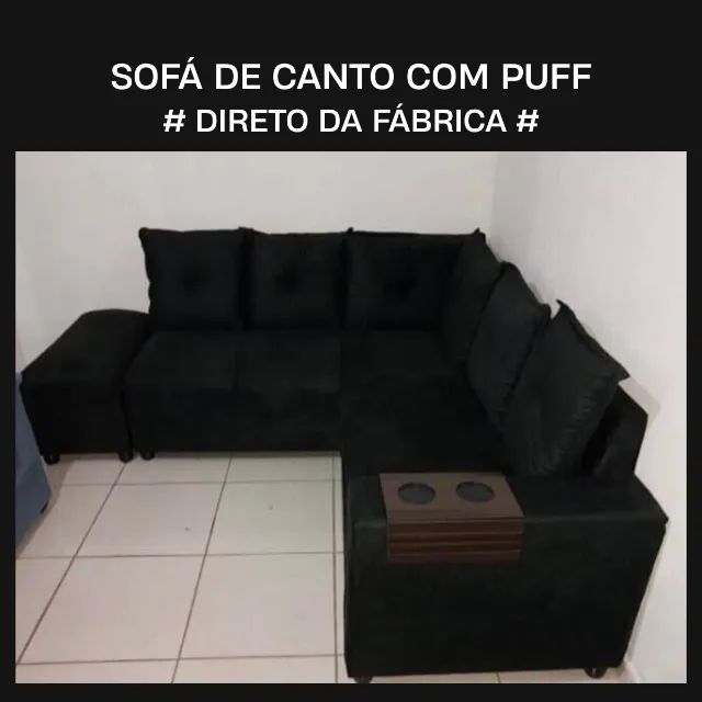 Oferta Sofá de Canto com Puff Novo Varias Cores