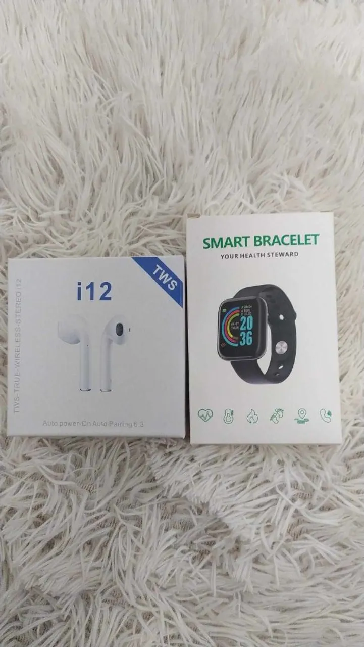 Relógio inteligente e Fone sem Fio