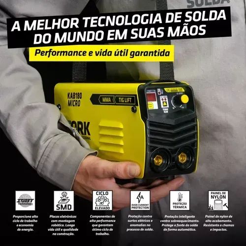 INVERSORA TORK MMA 180 AMPERES KAB 180 MICRO 220V-Tork
