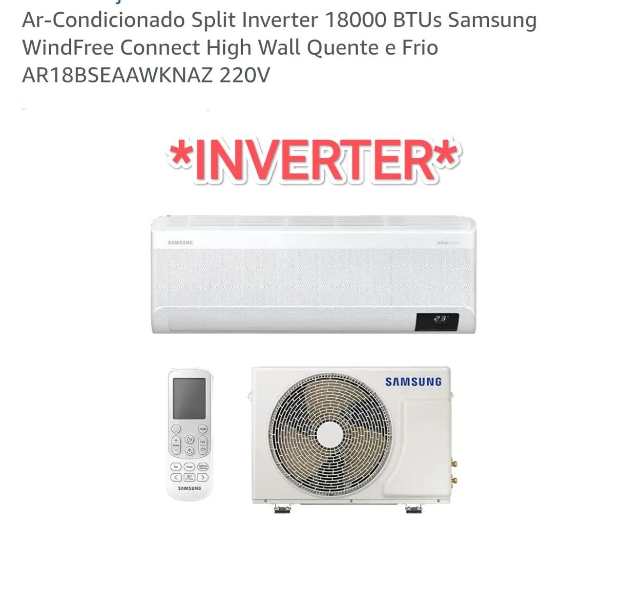 Ar Split Samsung Inverter Wind Free 18000 BTUS+ Novo + Nota + 1 Ano Garantia+ Cartão 12x!!
