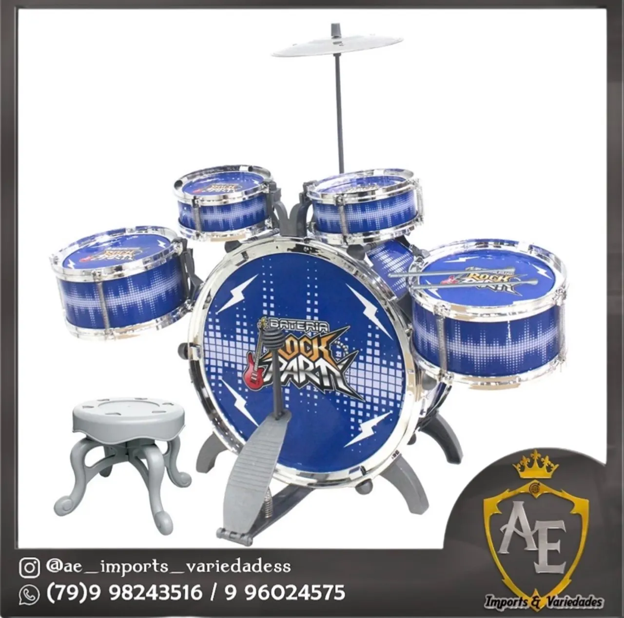 Bateria Infantil Rock Party - Brinquedo Musical