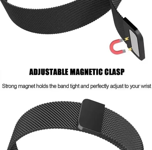 Pulseira Metal Aço milanesa 22mm e 20mm Cor Preto ou Dourado - Foto 5