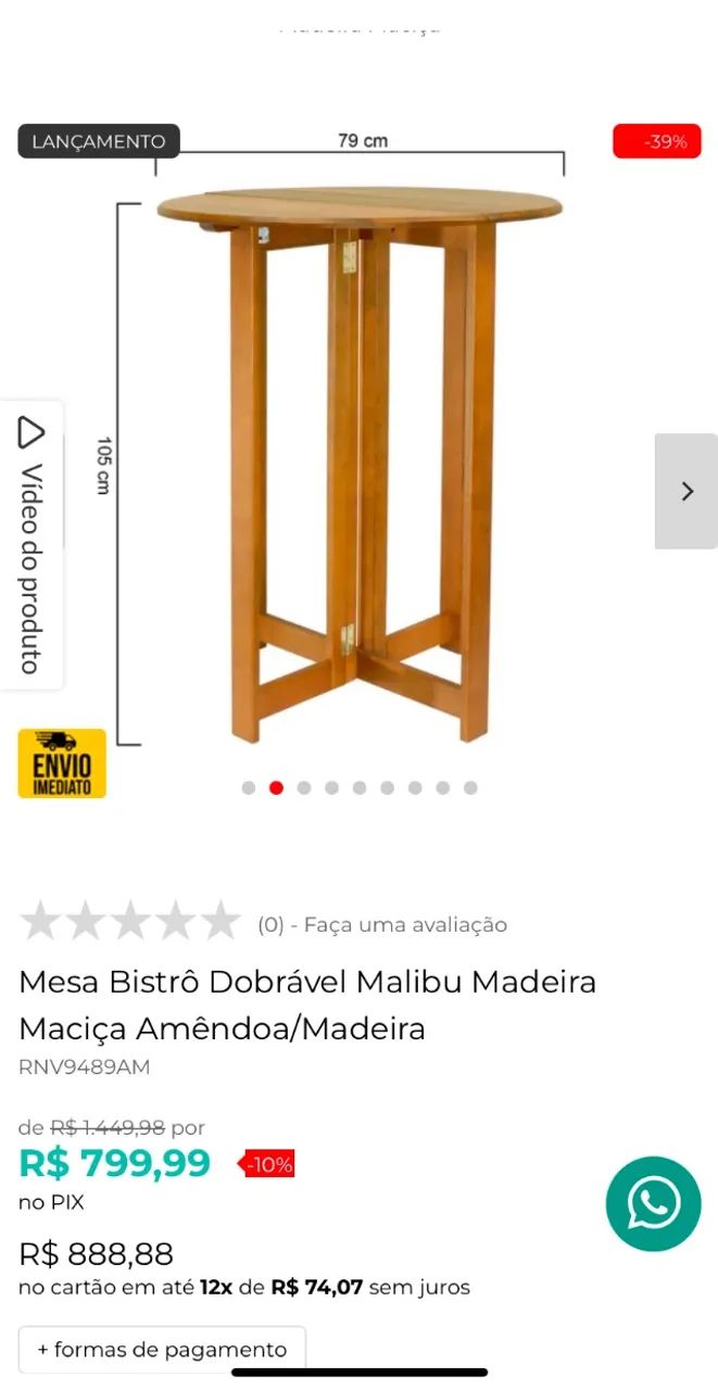 1 Mesa bistrô e 2 banquetas novas na caixa, comprada na loja DECORISE. R$ 1.700,00 - Foto 2