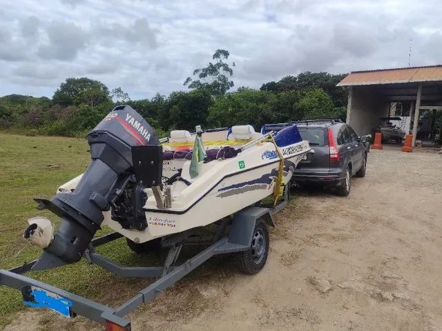 Lancha 17 pes 60HP Yamaha, direção hidráulica, som JBL, motor 4HP reserva com suporte inox - Foto 11