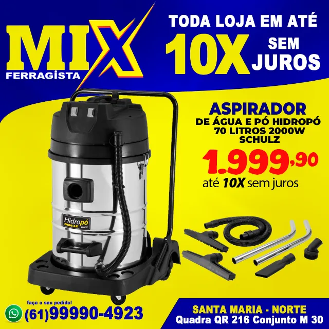 Aspirador de Água e Pó Hidropó 70 Litros 2000w Schulz