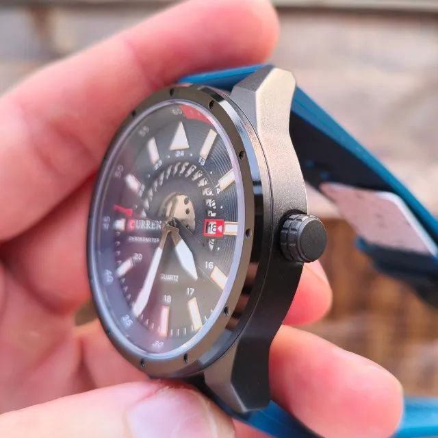 Relógio Curren Silicone Azul Elegante - Foto 4