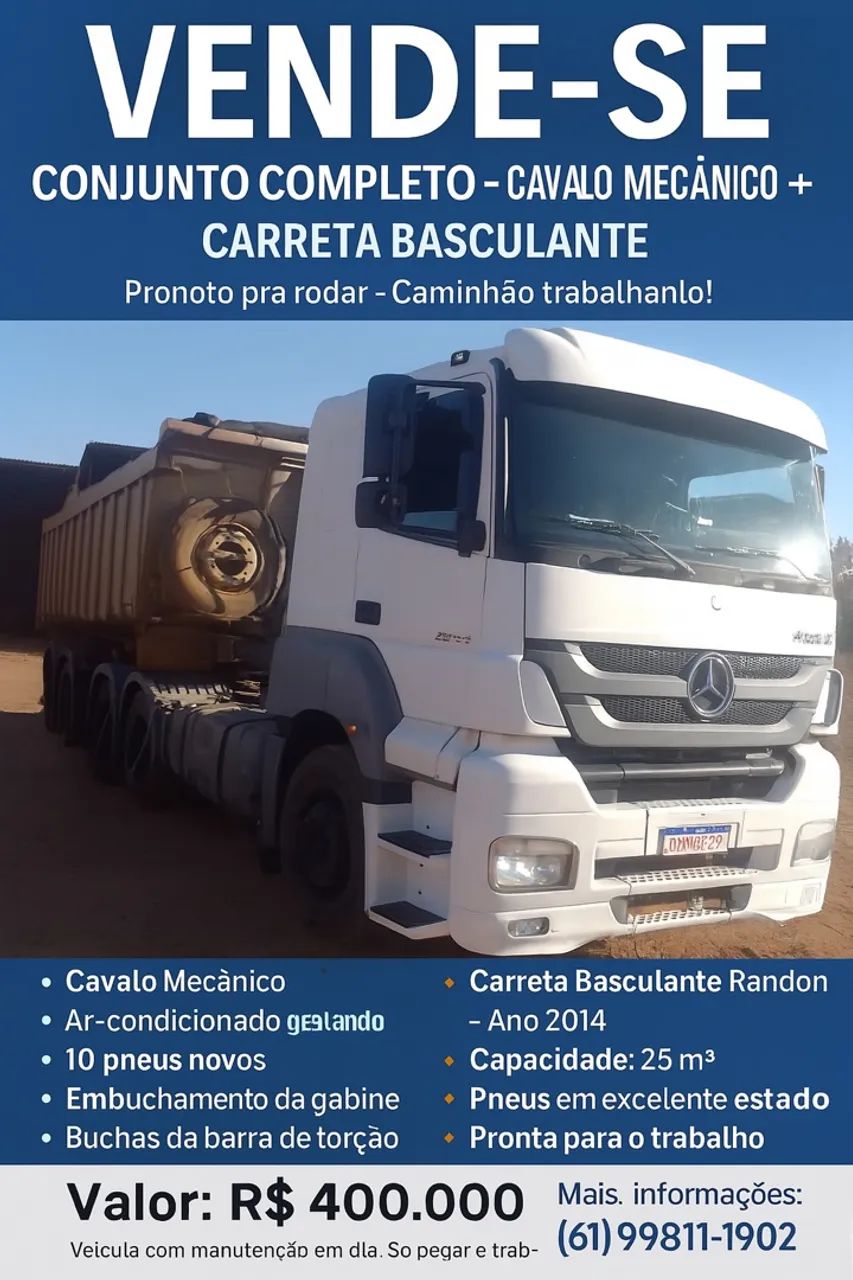 CONJUNTO COMPLETO - CAVALO MECÂNICO + CARRETA BASCULANTE  - Foto 6