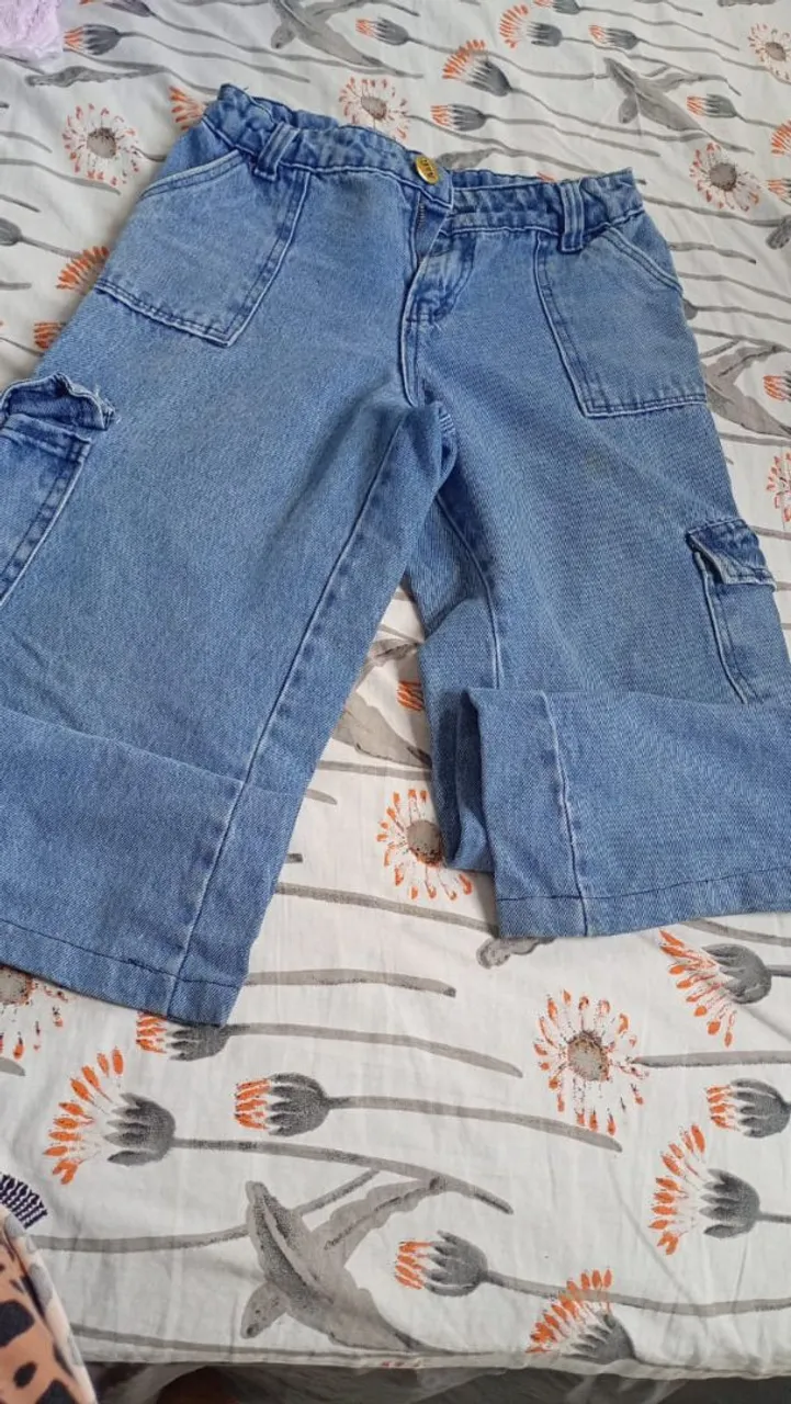 Calça Jeans Cargo Azul