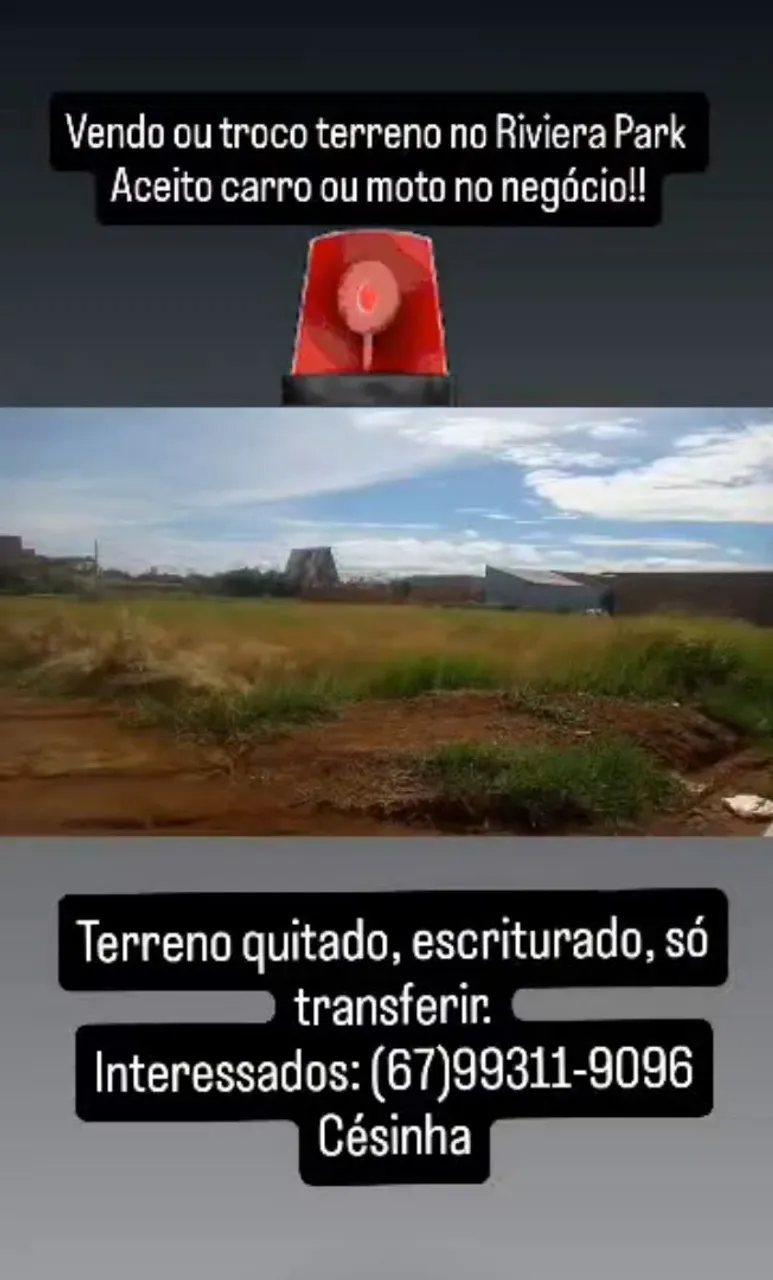 Vendo ou troco terreno quitado no Riviera Park