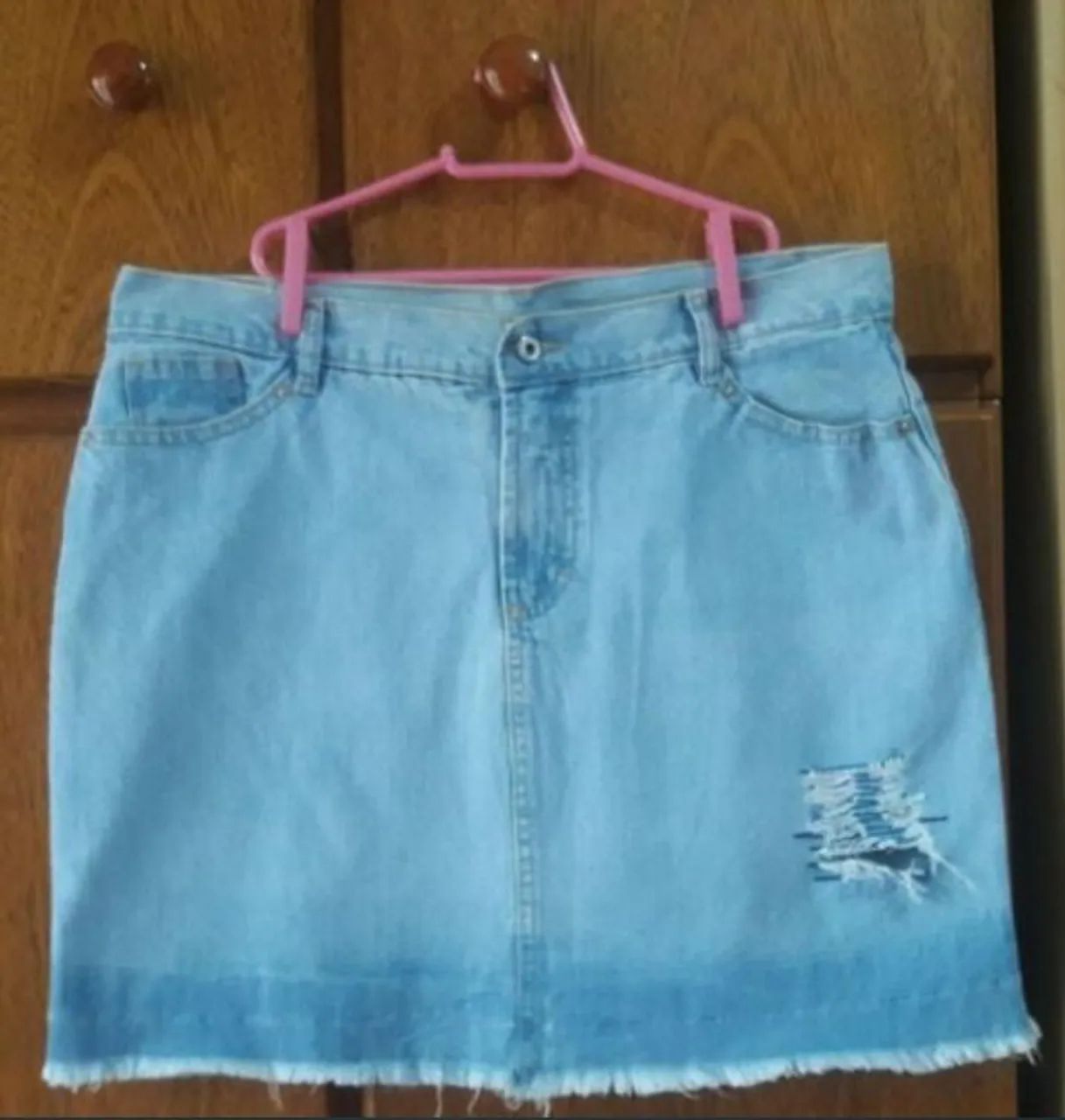 Saia Jeans Clara com Detalhes Destroyed