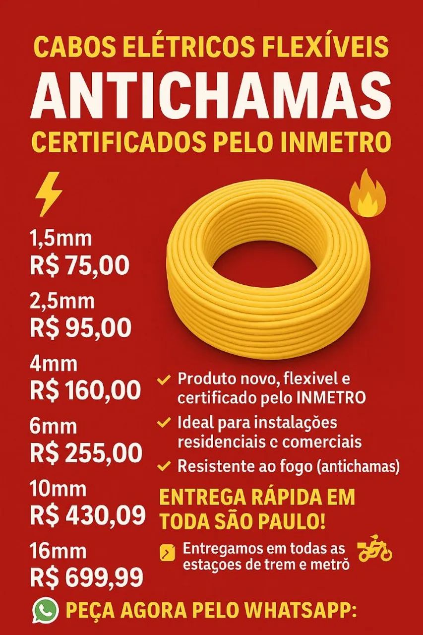 Cabos elétricos flexível antichamas 